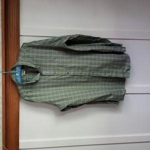 LLBEAN greeb plaid button down shirt